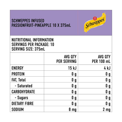 Schweppes Sparkling Water Passionfruit Pineapple 10x375ml