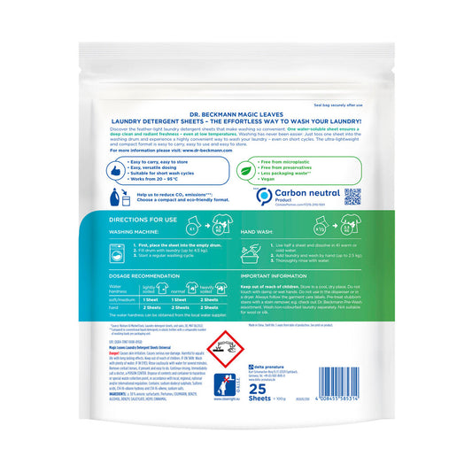 Dr Beckmann Magic Leaves Laundry Detergent Sheets Universal 25 Sheets - 1 each