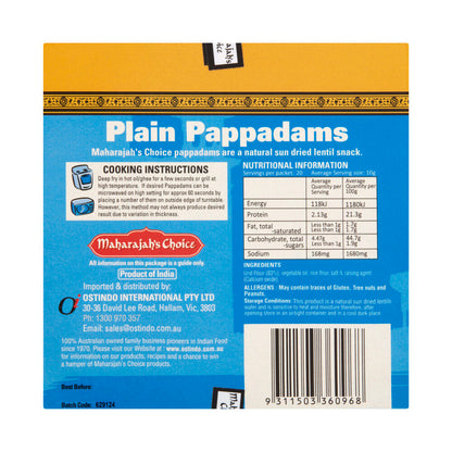Maharajah's Choice Plain Pappadams - 200g
