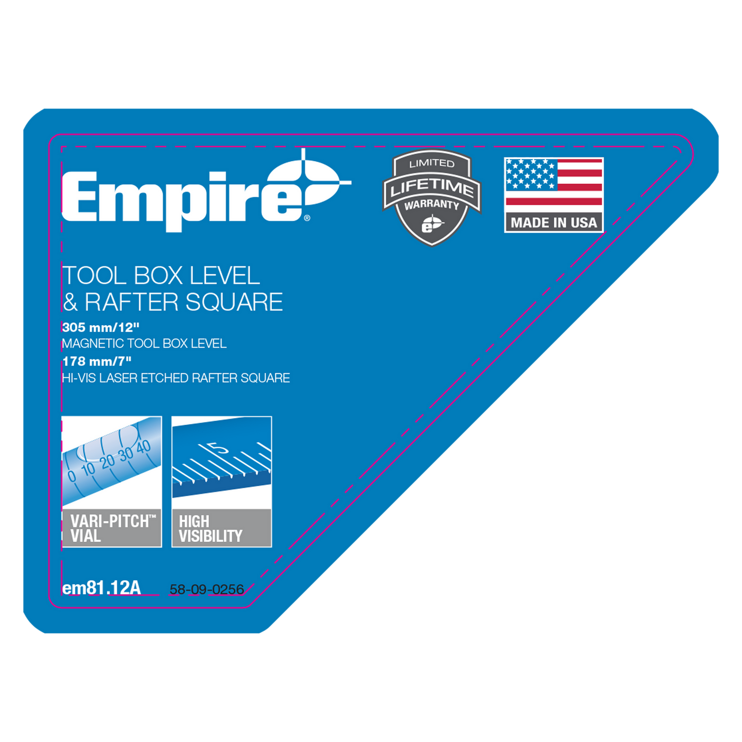 Empire True Blue Torpedo Level and Rafter Square Set - 305mm