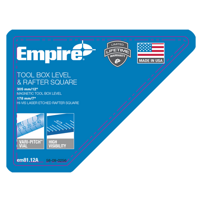 Empire True Blue Torpedo Level and Rafter Square Set - 305mm