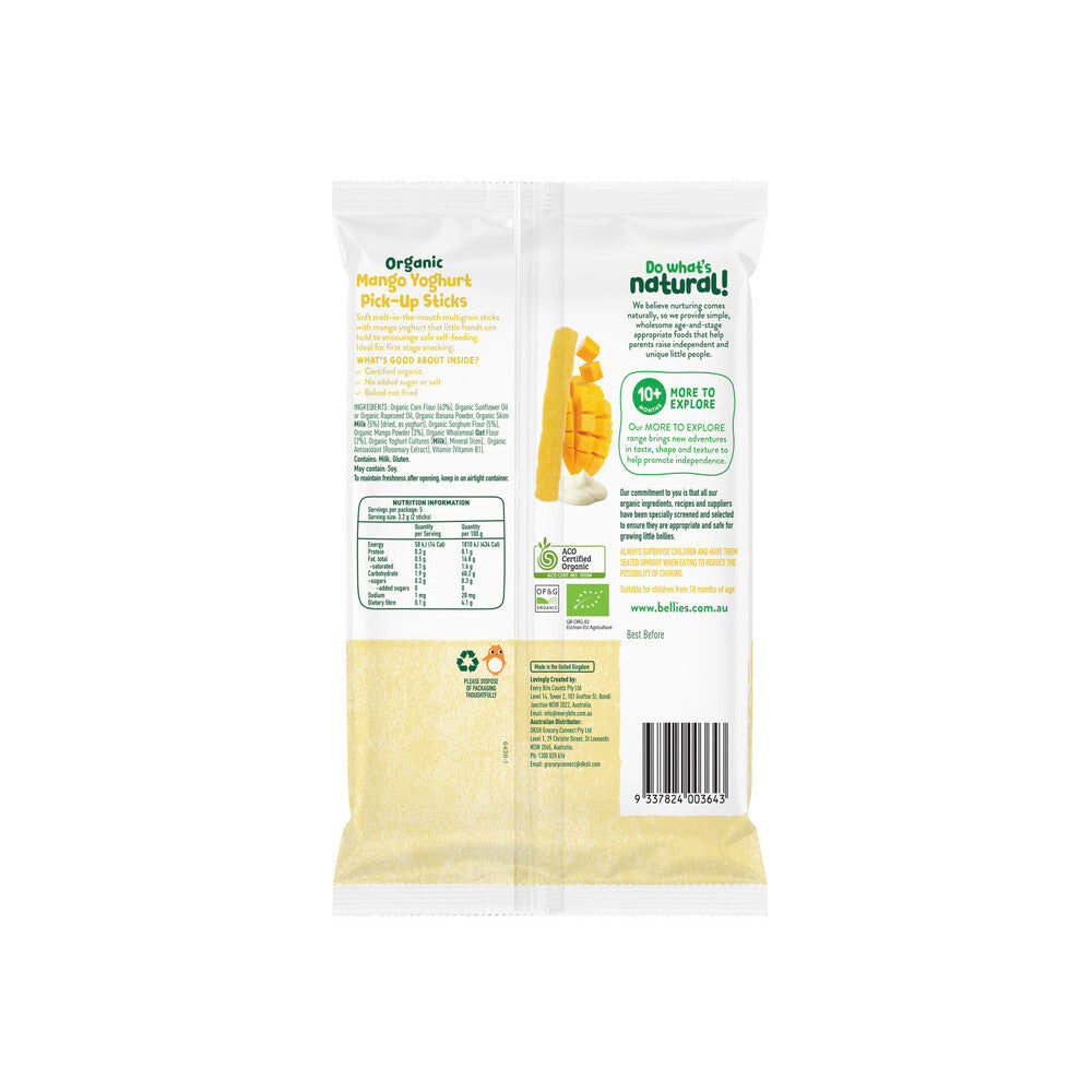 Little Bellies Organic Mango Yoghurt Pick Up Sticks 10+ Months - 16g