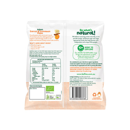 Little Bellies Organic Carrot & Cinnamon Paws 10+ Months - 12g