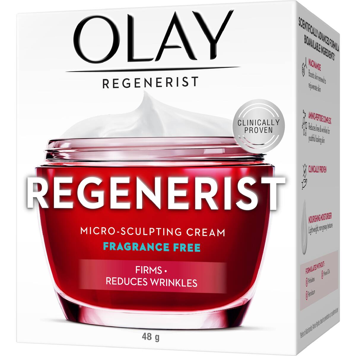 Olay Regenerist Face Cream Moisturiser Fragrance Free 48g