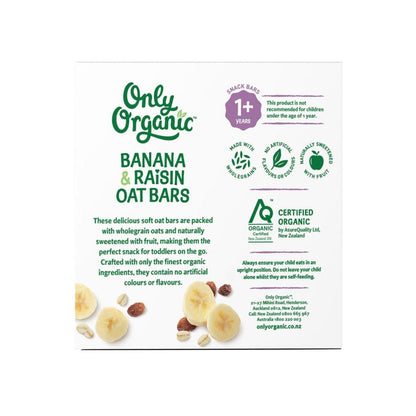 Only Organic Kindy Banana & Raisin Oat Bars - 120g