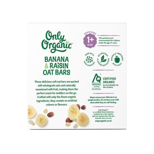 Only Organic Kindy Banana & Raisin Oat Bars - 120g