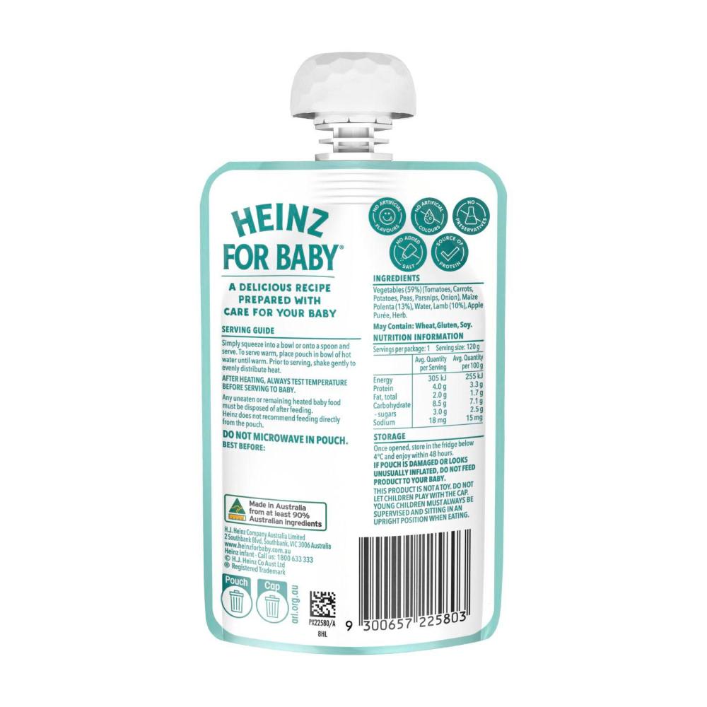Heinz Lamb Vegetables & Polenta Baby Food Pouch 6+ Months - 120g
