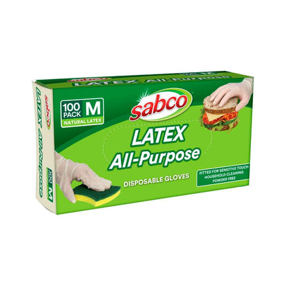 Sabco Latex Powder Free Disposable Gloves Medium - 100 pack