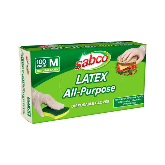 Sabco Latex Powder Free Disposable Gloves Medium - 100 pack