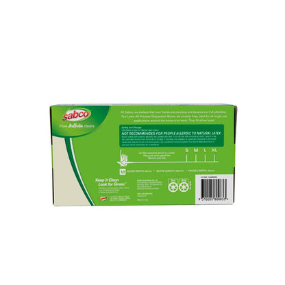 Sabco Latex Powder Free Disposable Gloves Medium - 100 pack