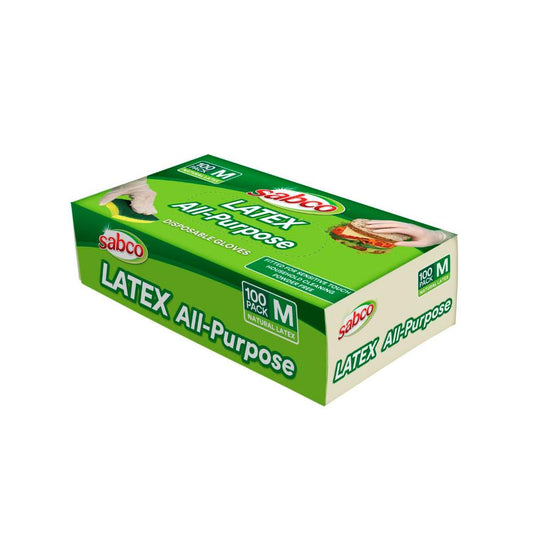 Sabco Latex Powder Free Disposable Gloves Medium - 100 pack
