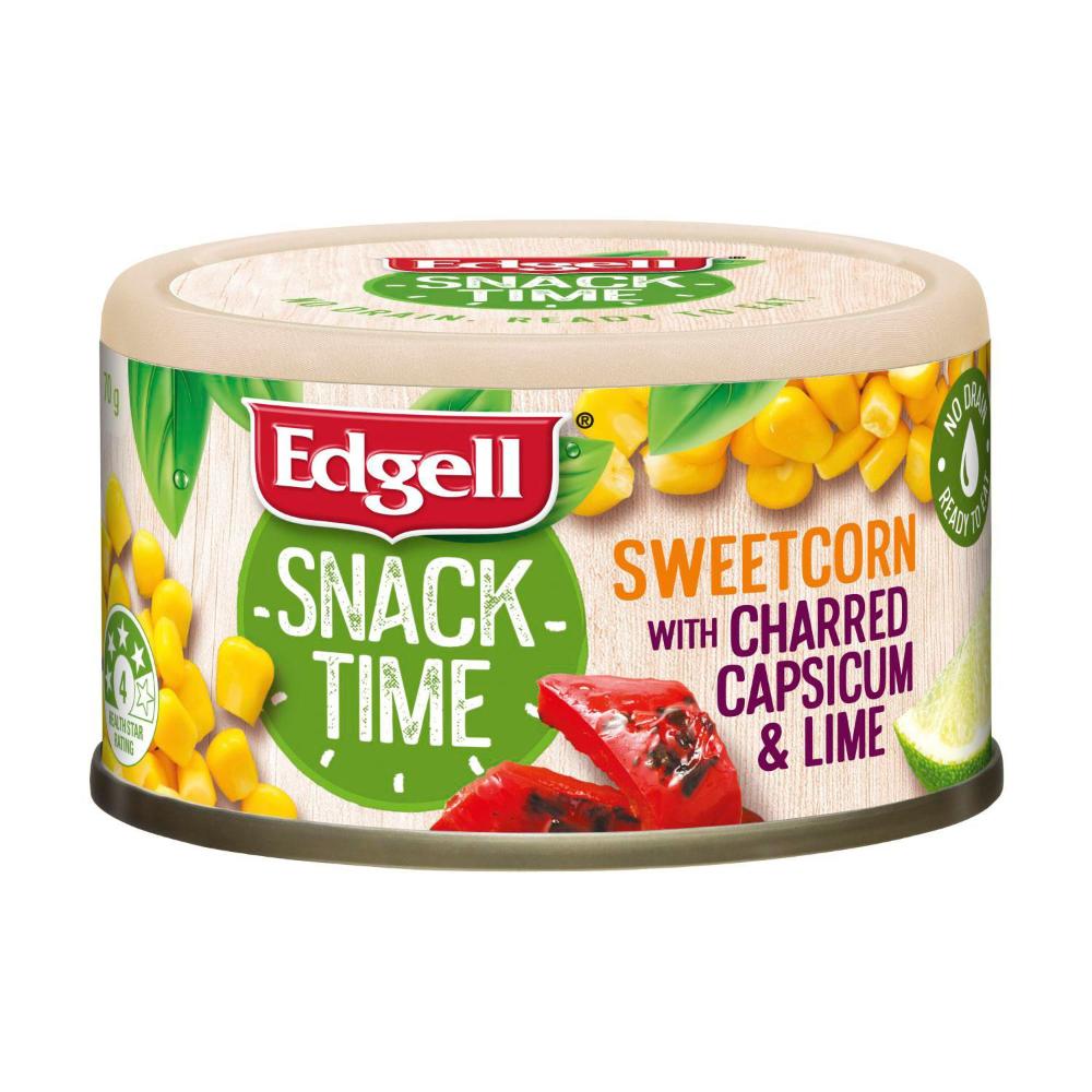 Edgell Snack Time Sweet Corn With Charred Capsicum & Lime - 70g