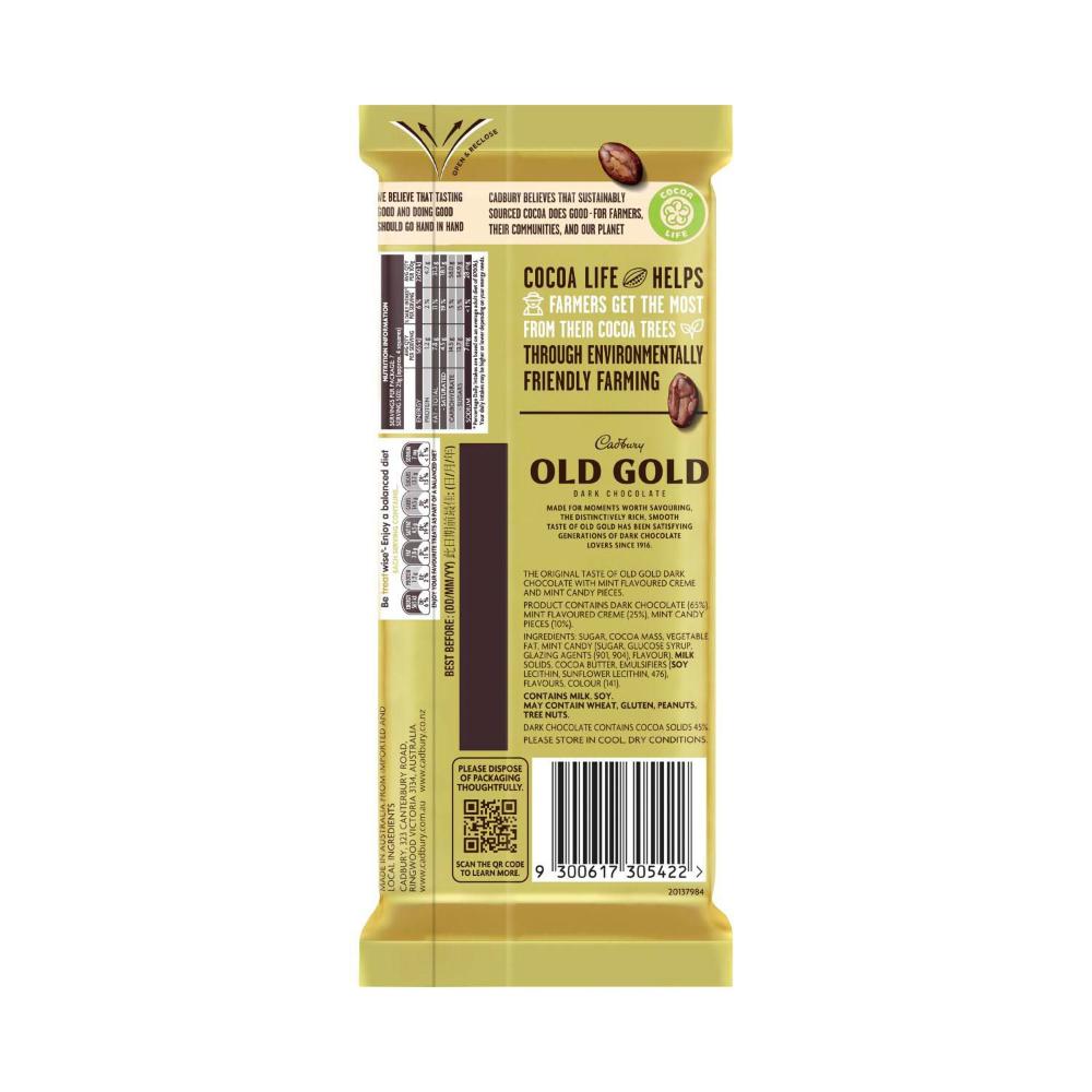 Cadbury Old Gold Slices Mint Creme Dark Chocolate Block - 170g