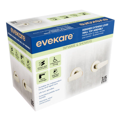 Evekare Brushed Brass 1/4 Turn Extended Lever Wall Top Assembly - 150mm