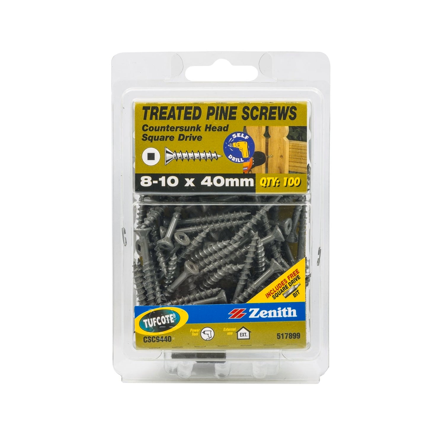 Zenith Countersunk Head Screws - 10 x 40mm - Tufcote - 100 Pack