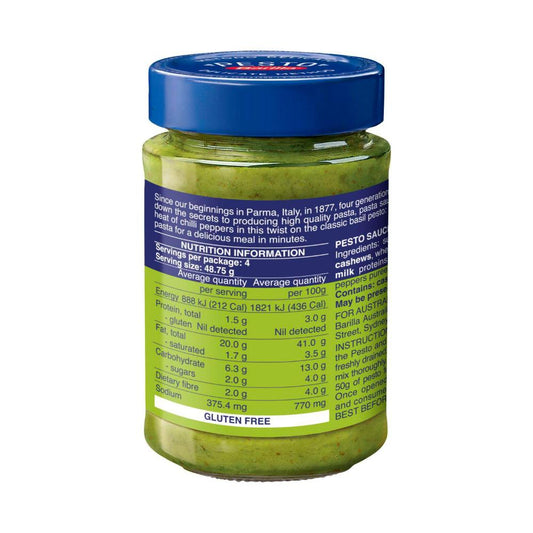 Barilla Basil Pesto With Chilli Pasta Sauce - 195g