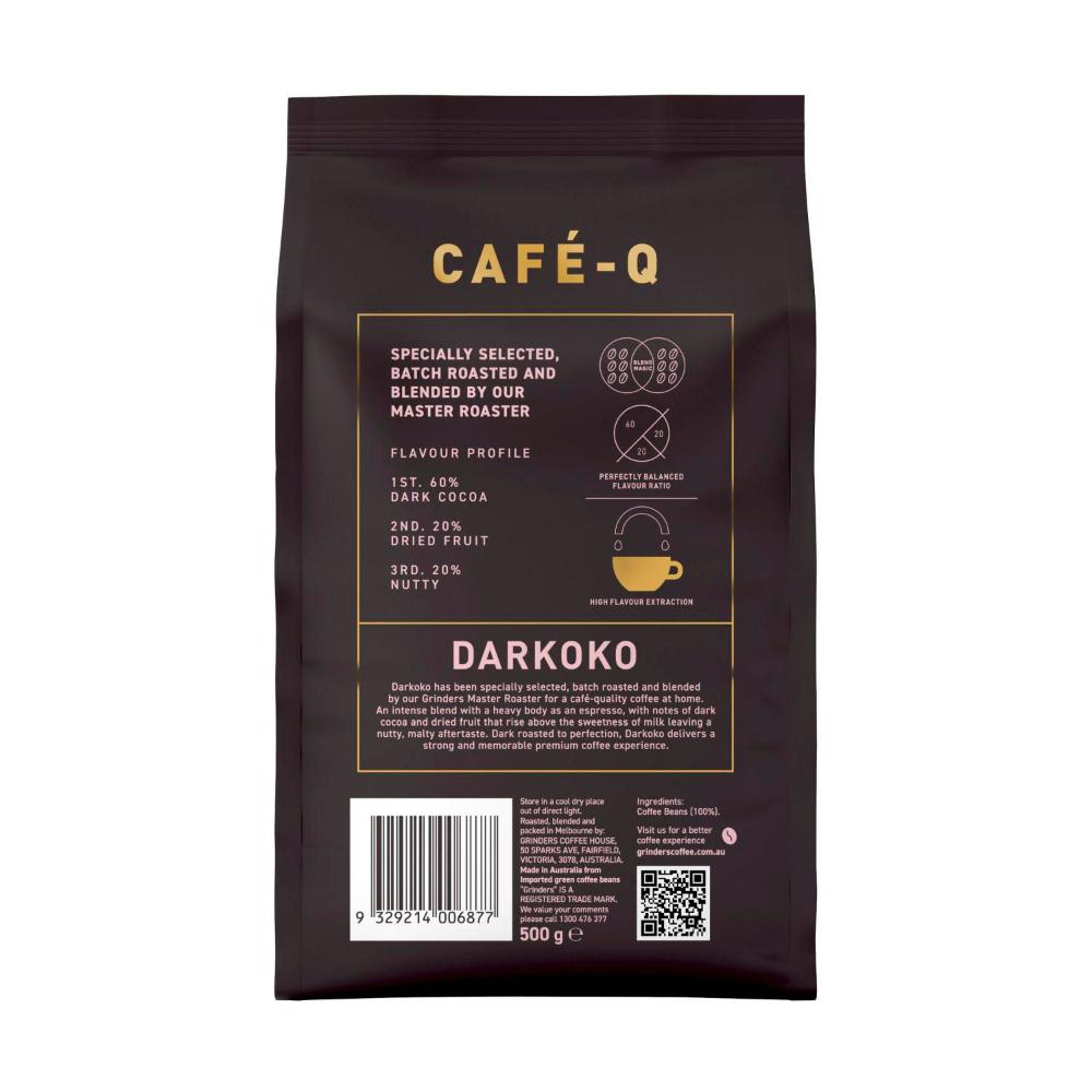Grinders Cafe - Q Darkoko Coffee Beans - 500g