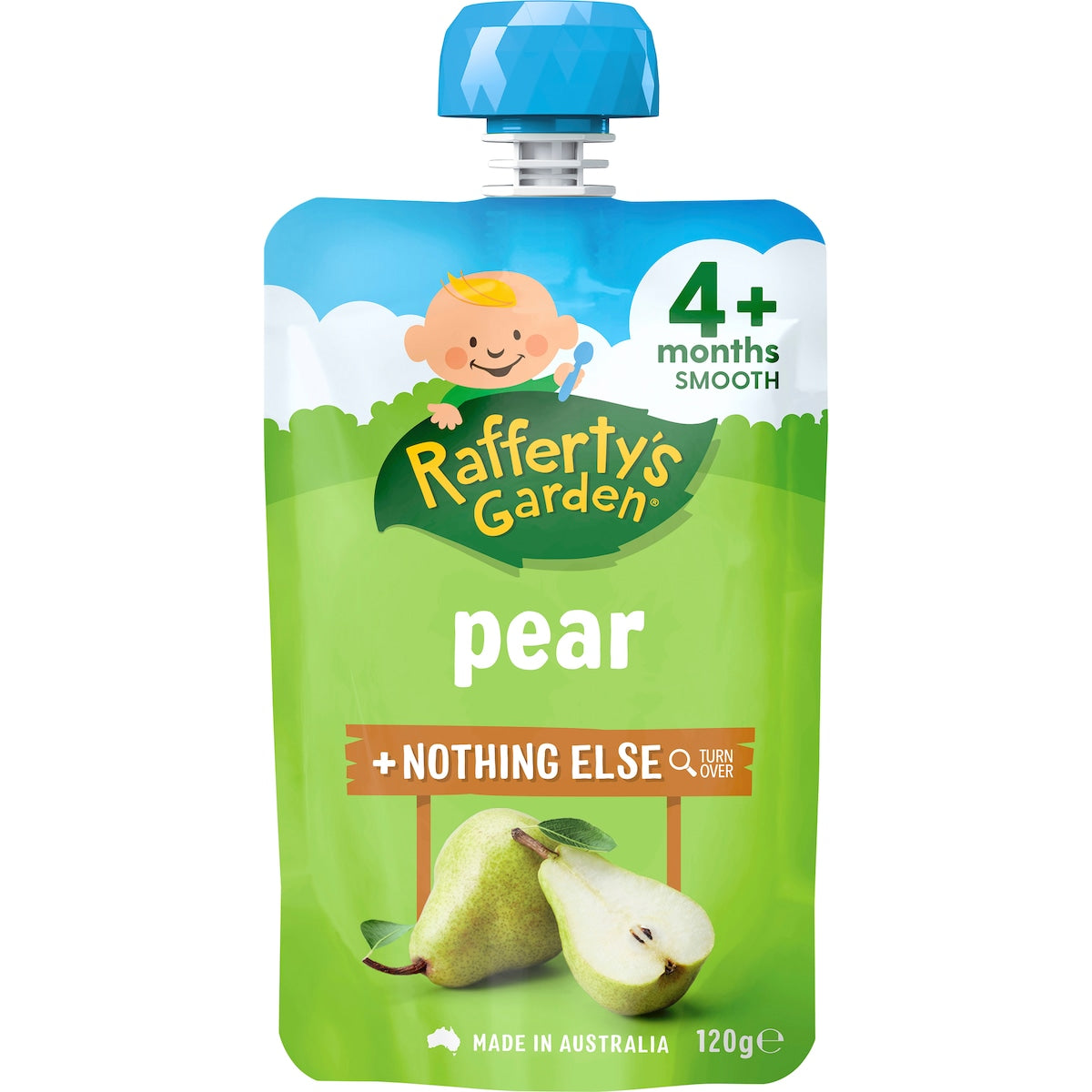 Raffertys Garden Pear Puree & Nothing Else Baby Food Pouch 4+ Months 120g