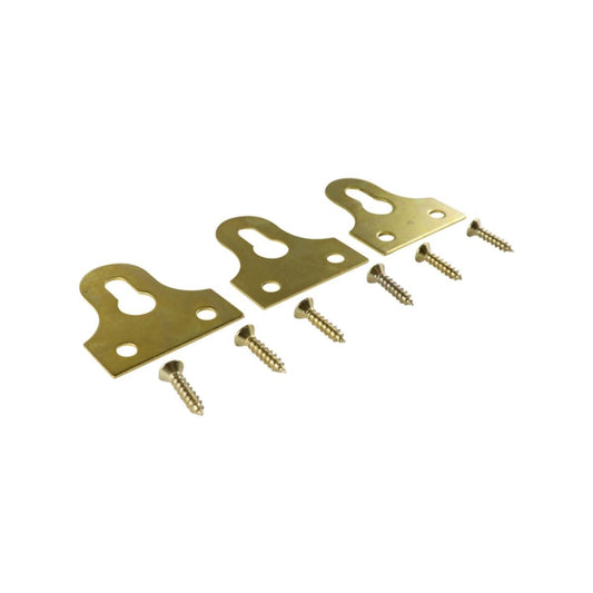 Everhang Brass Plated Keyhole Plates 3 Pack Steel Durable Easy Install