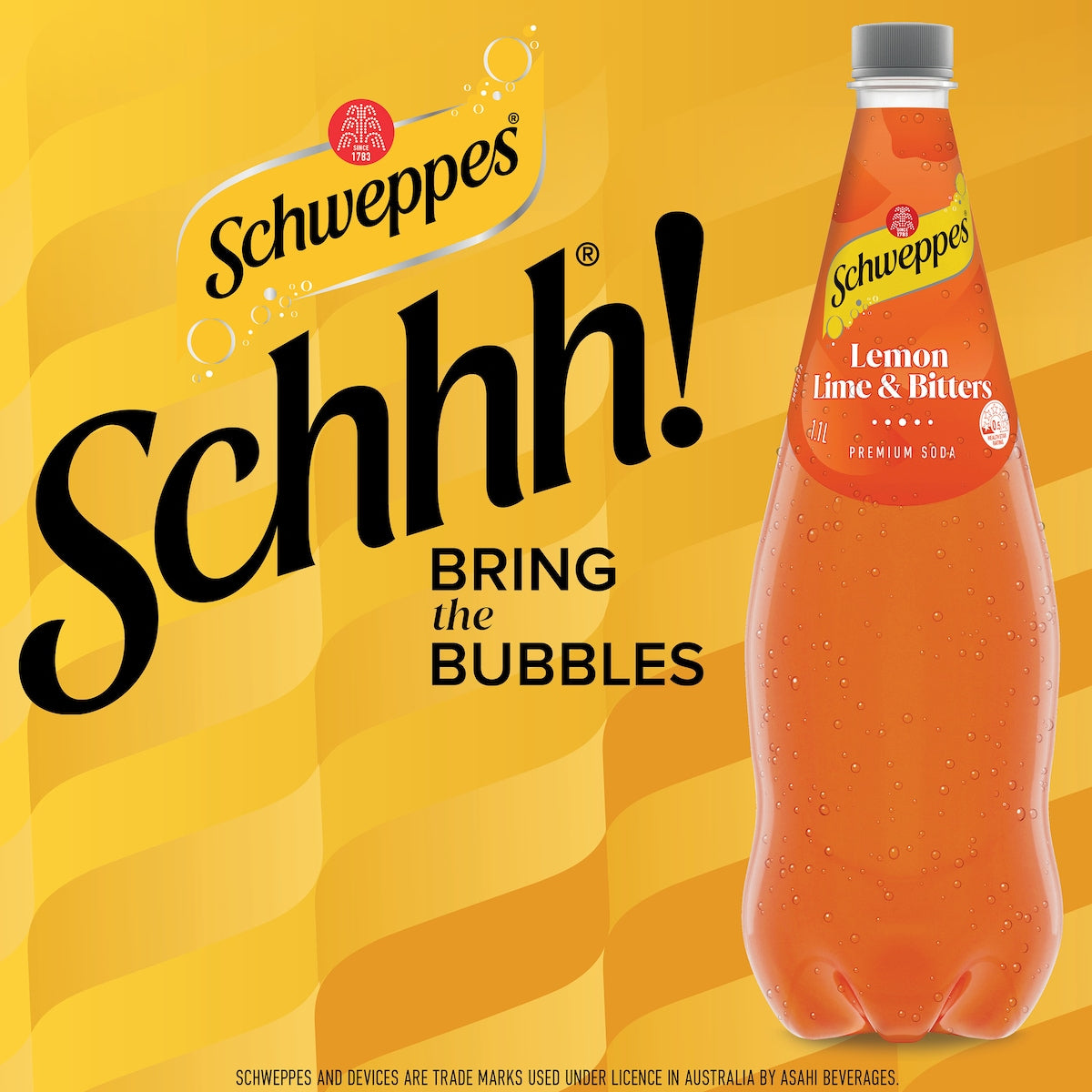 Schweppes Lemon Lime Bitters Soft Drink Mixer Bottle 1.1l