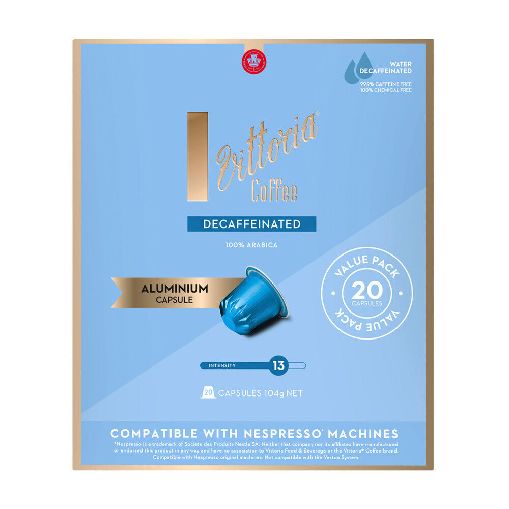 Vittoria Decaffeinated Nespresso Compatible Aluminium Coffee Capsules - 20 Pack