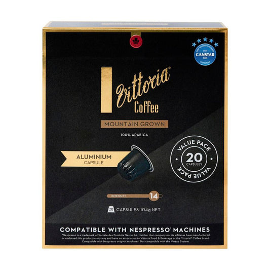 Vittoria Mountain Grown Nespresso Compatible Aluminium Coffee Capsules - 20 Pack