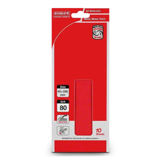 Diablo 93mm x 230mm 80 Grit Abrasive Orbital Sheet - 10 Pack