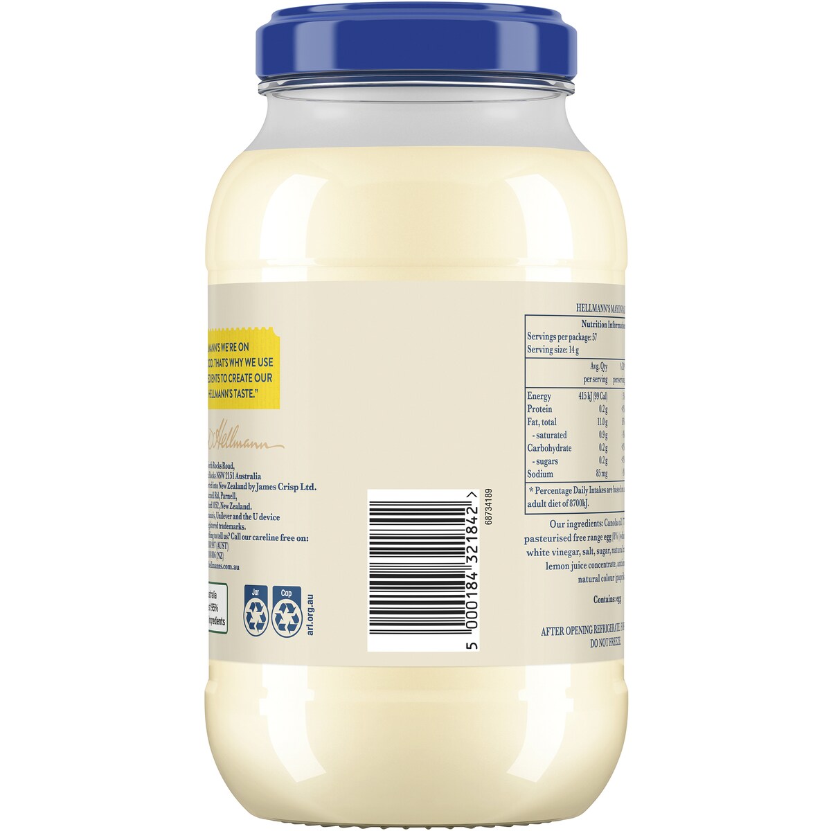 Hellmann's Real Mayonnaise Jar 800 G