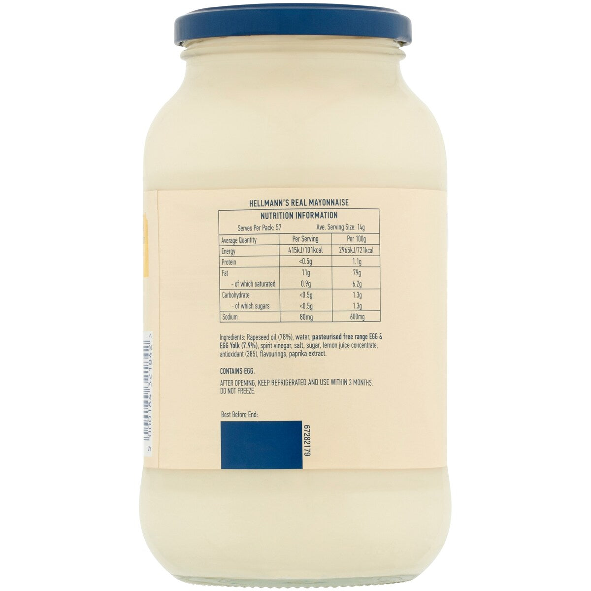 Hellmann's Real Mayonnaise Jar 800 G