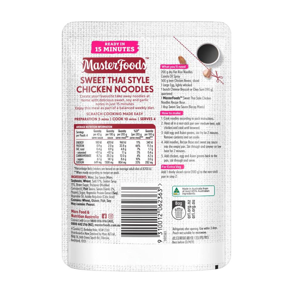 Masterfoods Sweet Thai Style Chicken Noodles Recipe Base - 175g