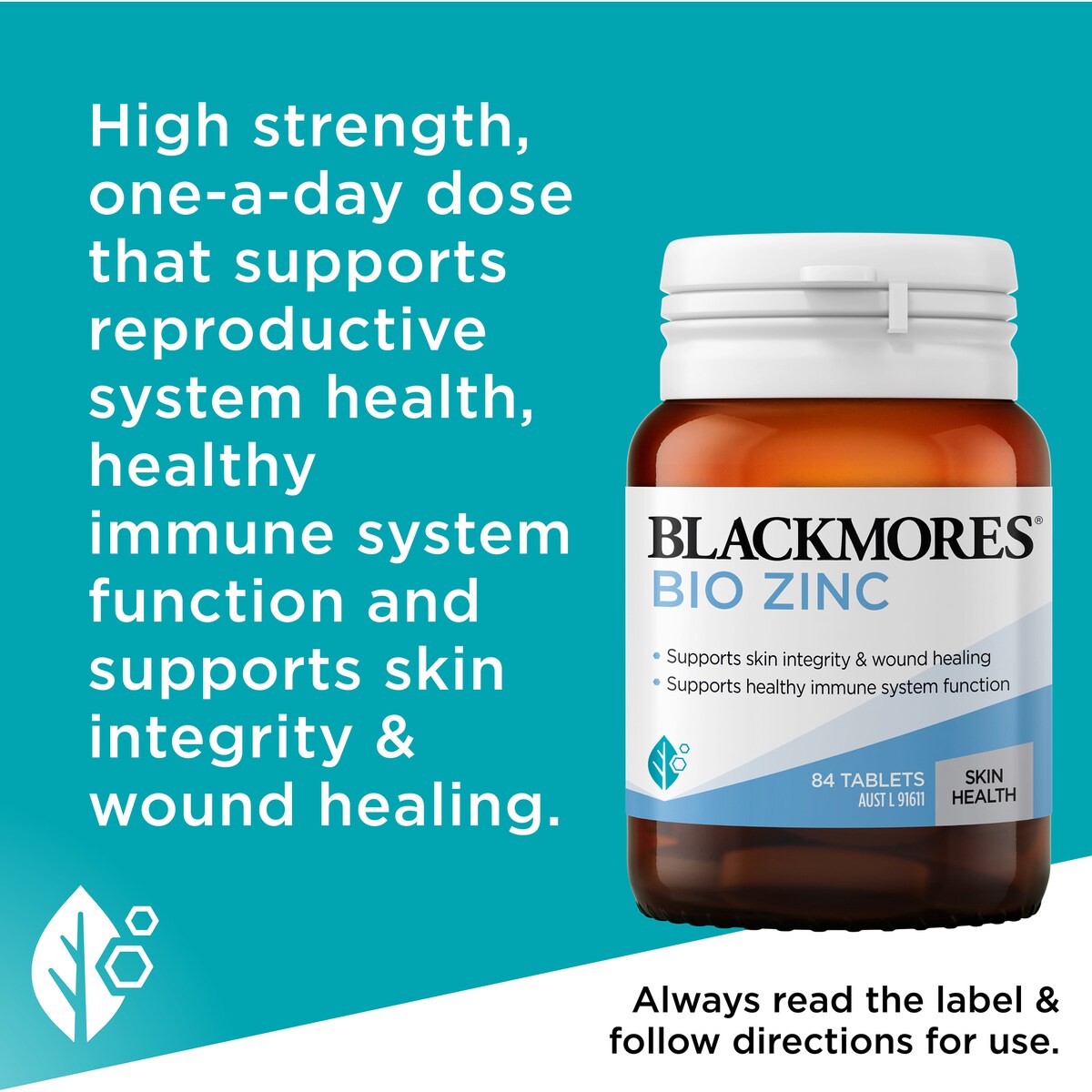 Blackmores Bio Zinc Skin Health Immune Support Vitamin Tablets 84 pack