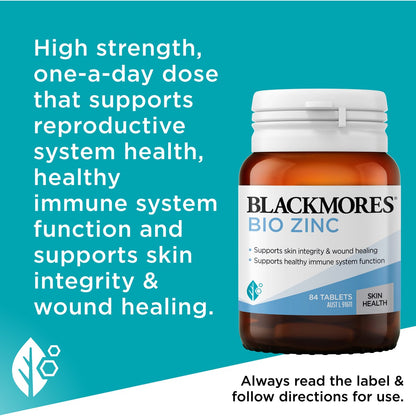 Blackmores Bio Zinc Skin Health Immune Support Vitamin Tablets 84 pack
