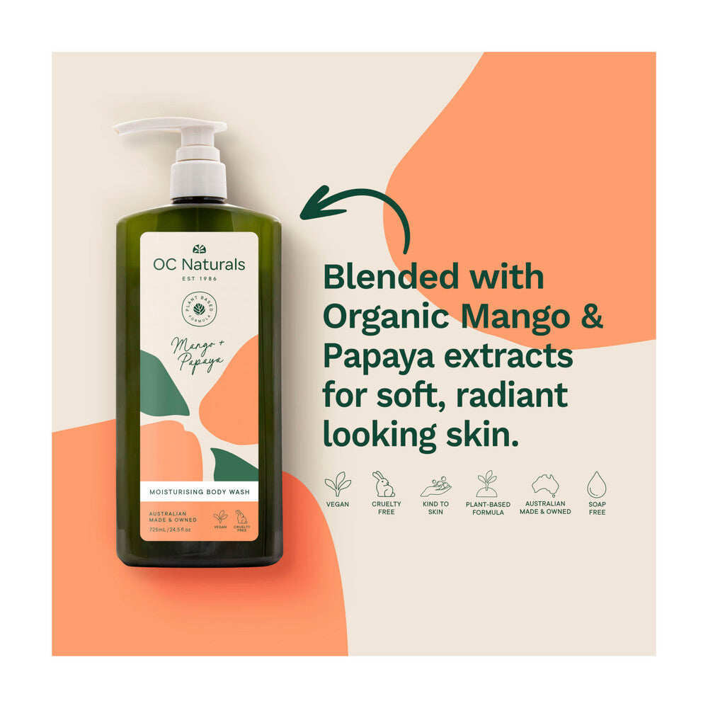 OC Naturals Mango & Papaya Moisturising Body Wash - 725mL