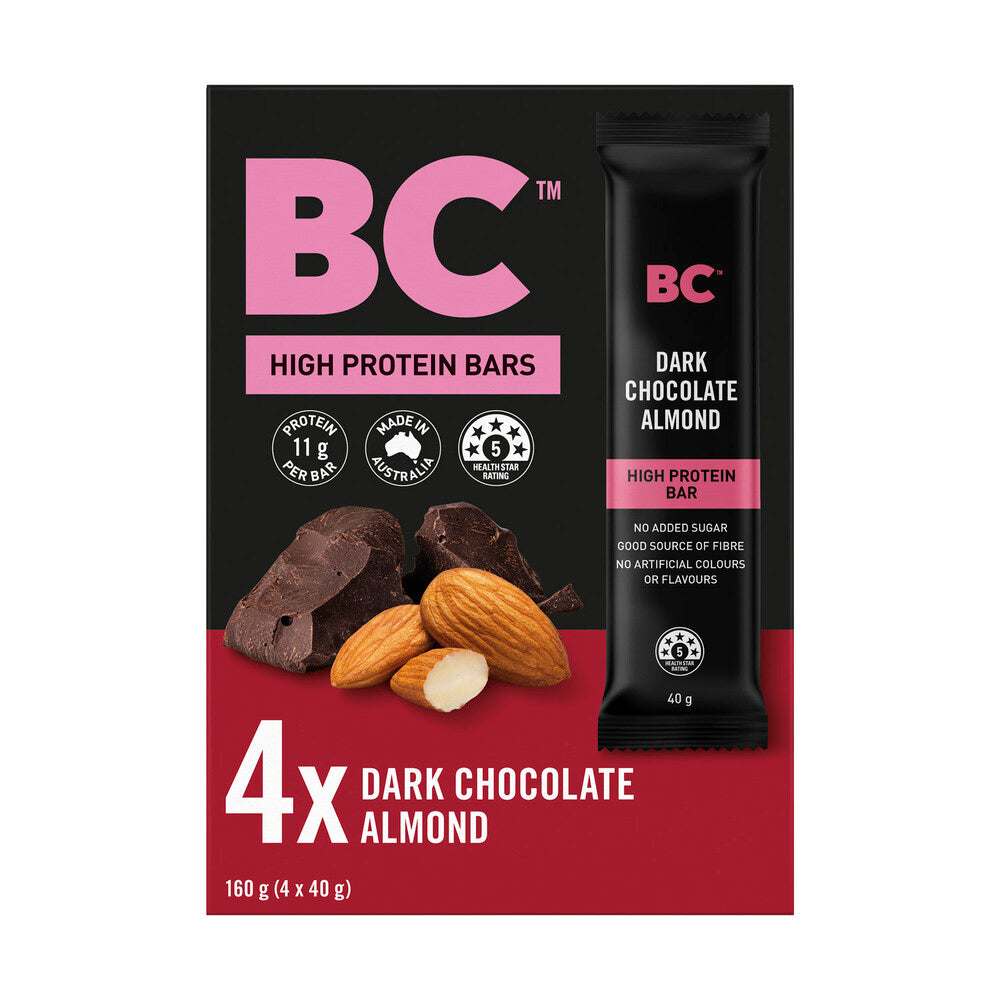 BC Dark Chocolate Almond High Protein Bar 4 Pack - 160g