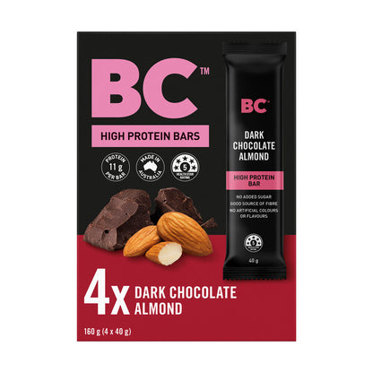 BC Dark Chocolate Almond High Protein Bar 4 Pack - 160g