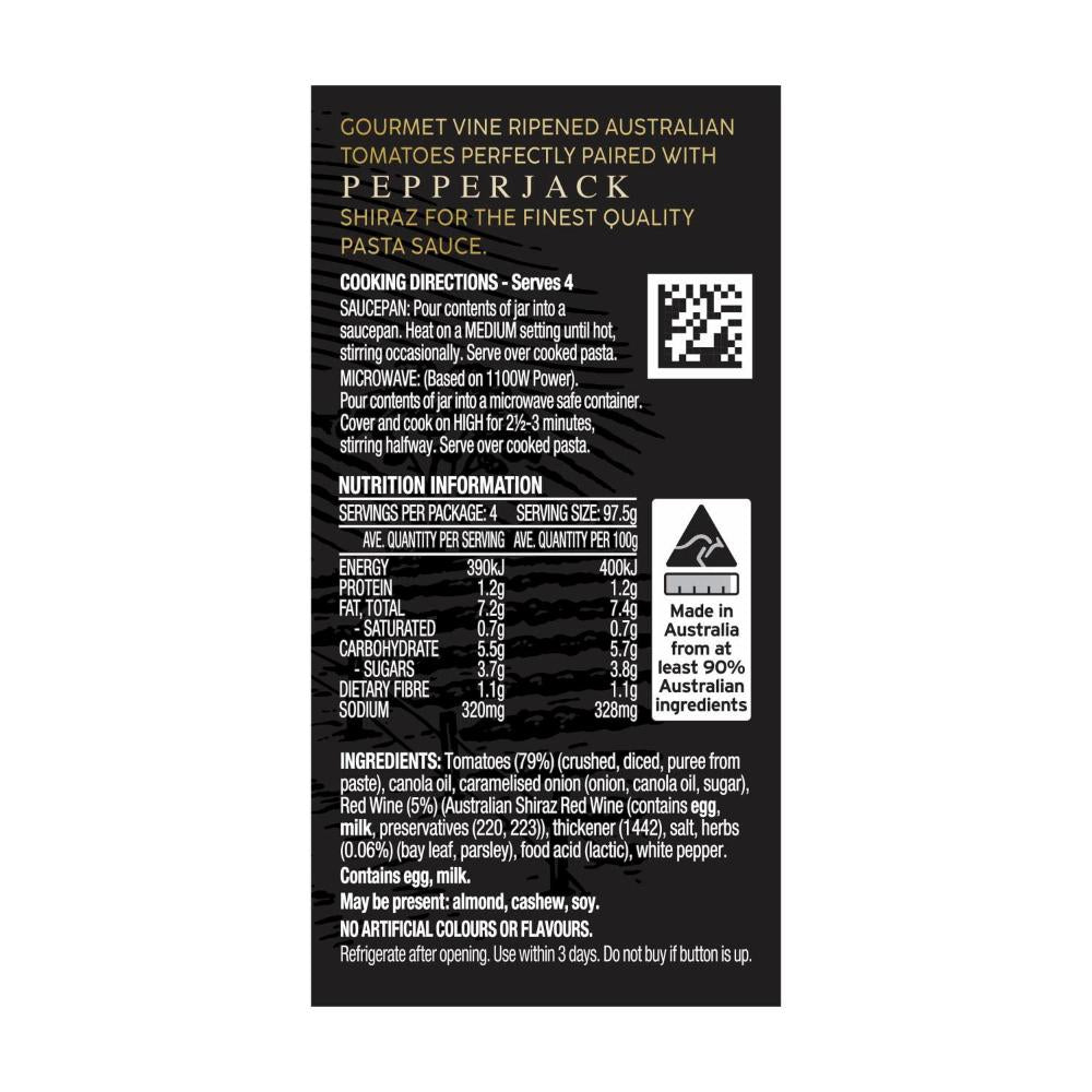 Leggos Gourmet Tomato Pasta Sauce Australian Pepperjack Shiraz - 390g