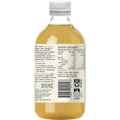 Bee Vital Organic Apple Cider Vinegar Vinegar with the Mother 500mL