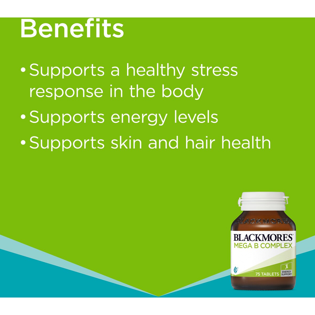 Blackmores Mega B Complex Energy Support Vitamin B12 Tablets 75 pack