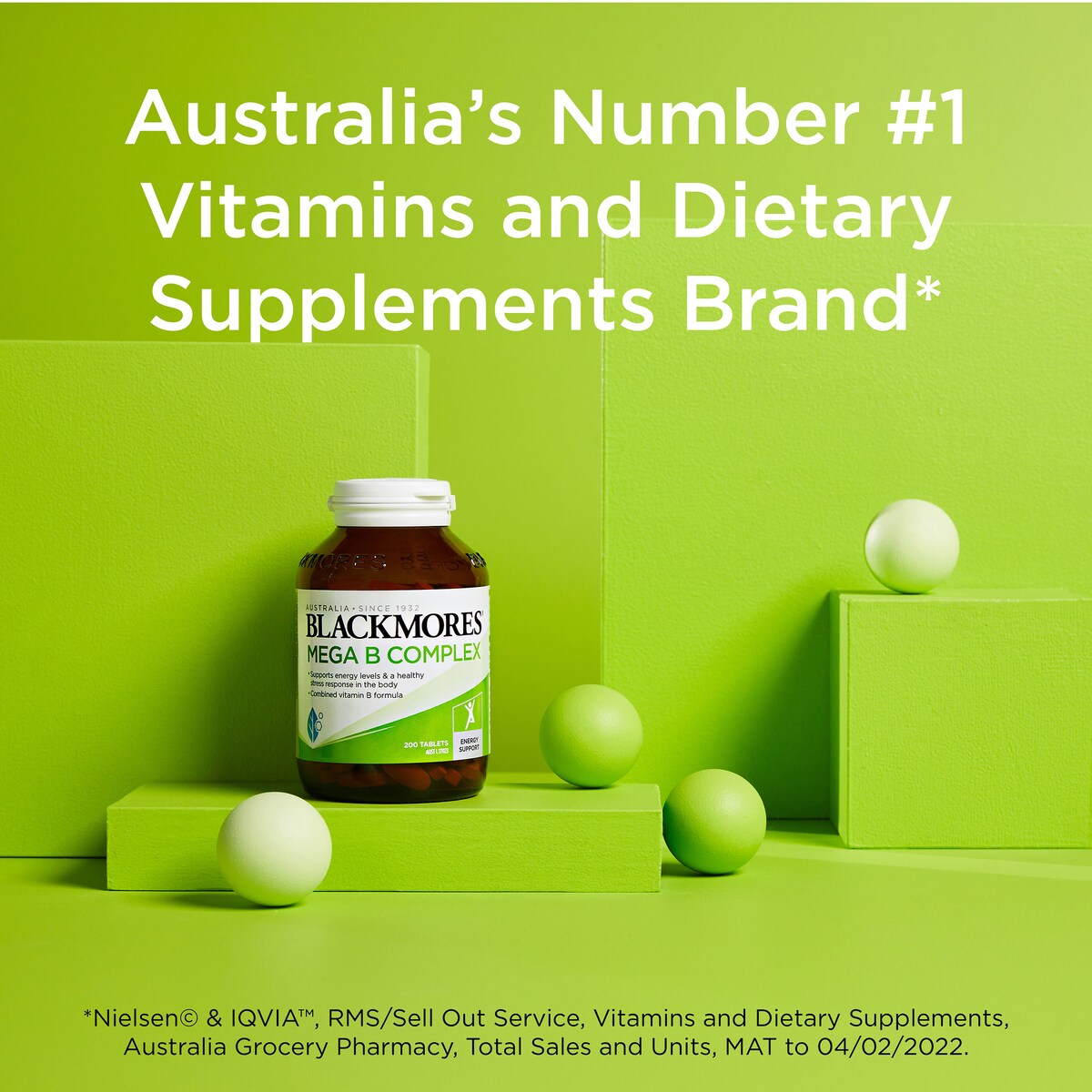 Blackmores Mega B Complex Energy Support Vitamin B12 Tablets 75 pack