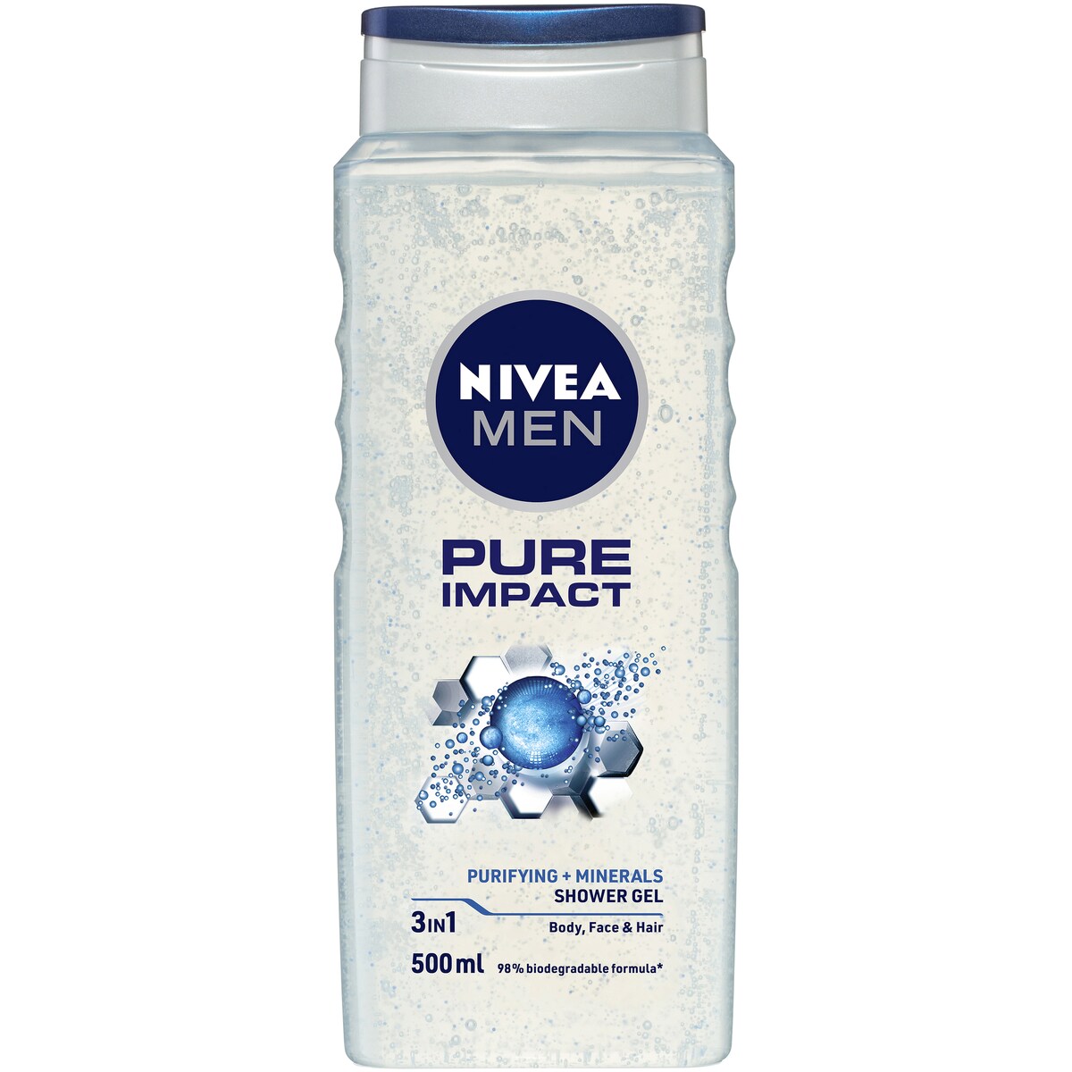 Nivea Men Pure Impact 3 In 1 Shower Gel & Body Wash 500ml
