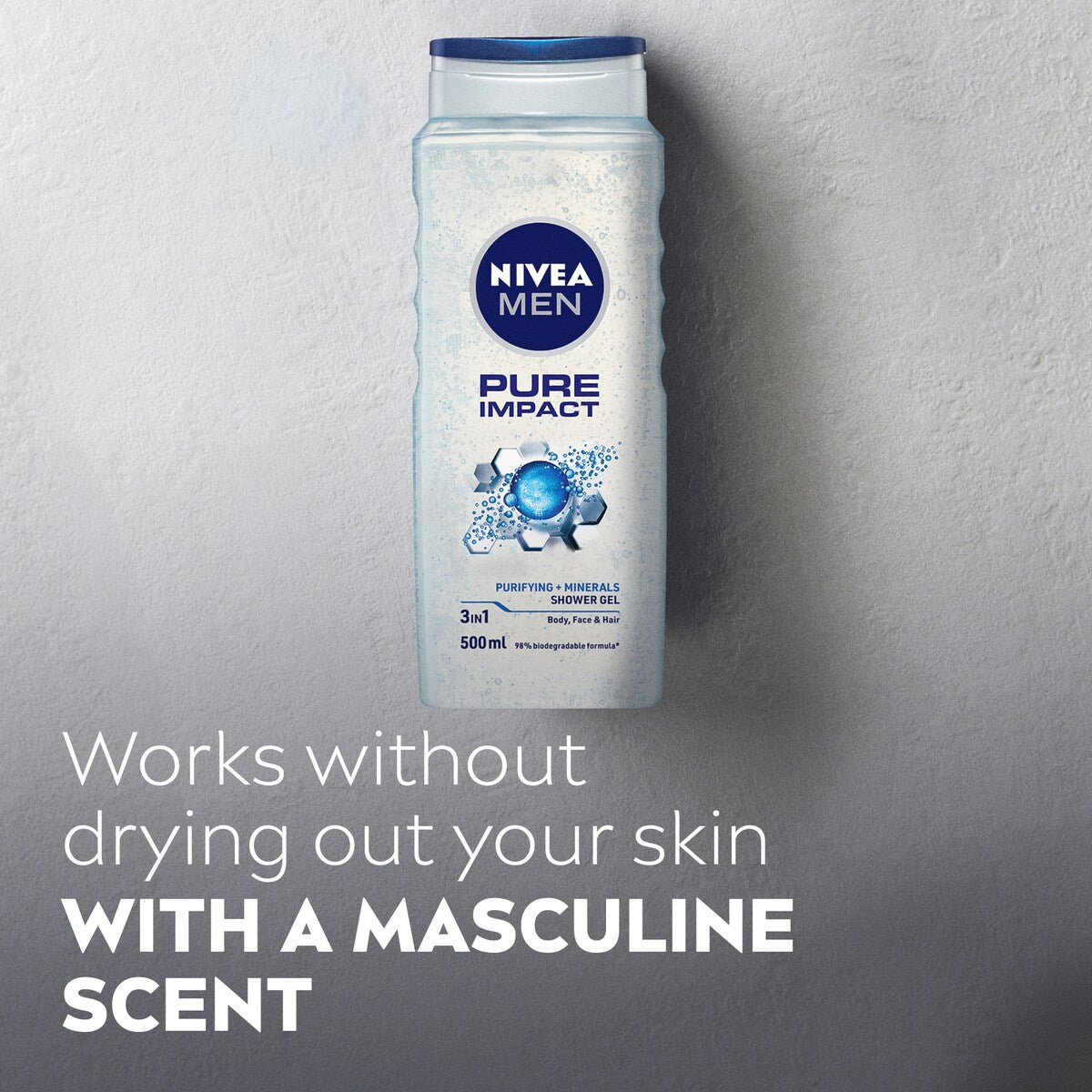 Nivea Men Pure Impact 3 In 1 Shower Gel & Body Wash 500ml