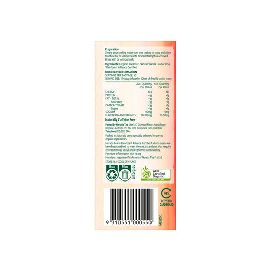 Nerada Organic Tea Bags Vanilla Rooibos - 50 Pack