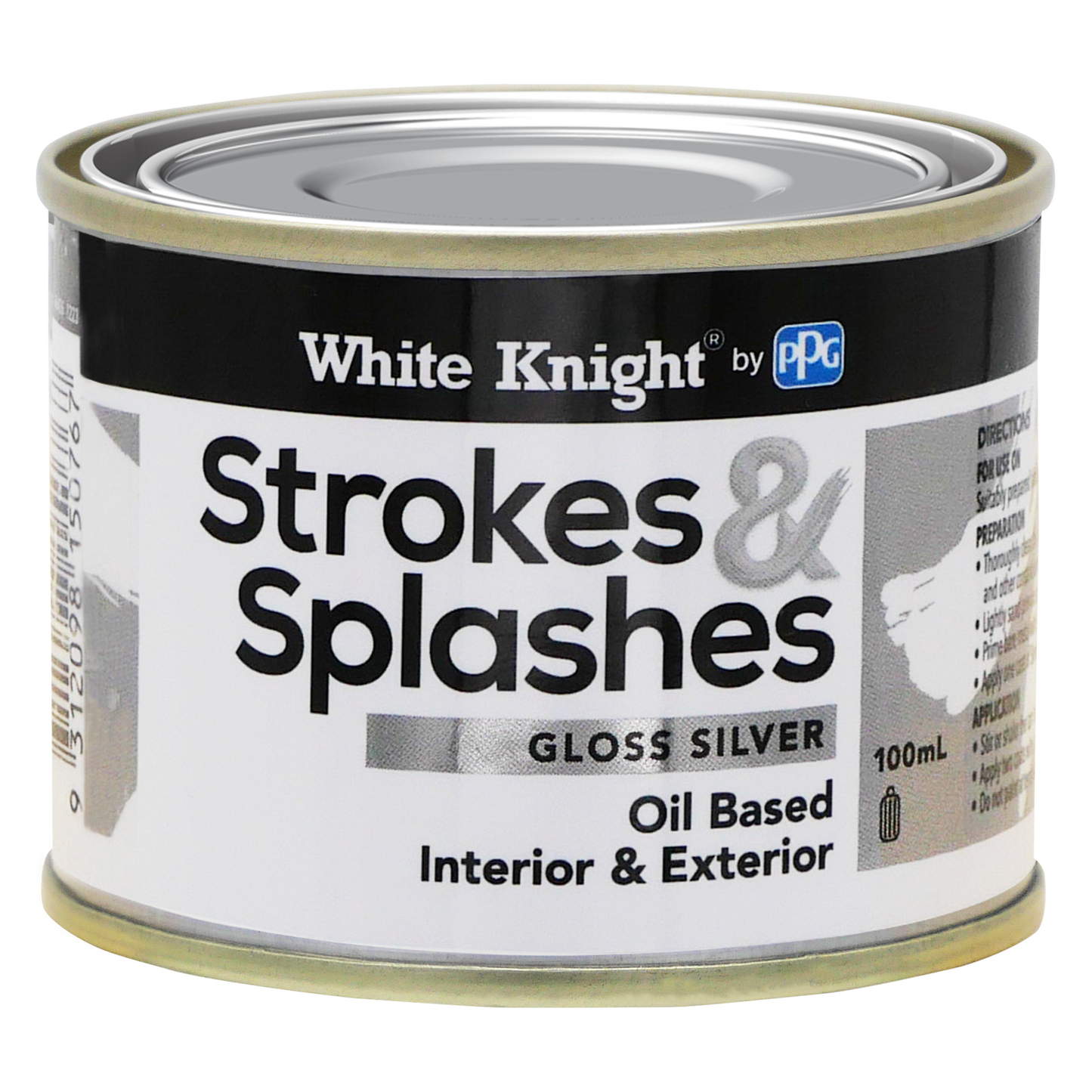 White Knight Strokes and Splashes Paint - 100ml - Silver