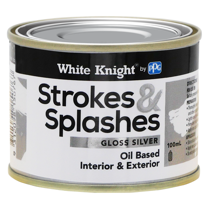 White Knight Strokes and Splashes Paint - 100ml - Silver