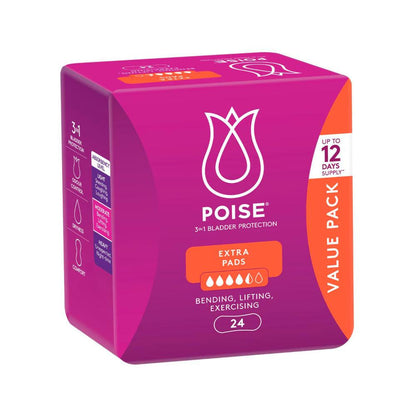 Poise Extra Pads For Bladder Leaks - 24 pack