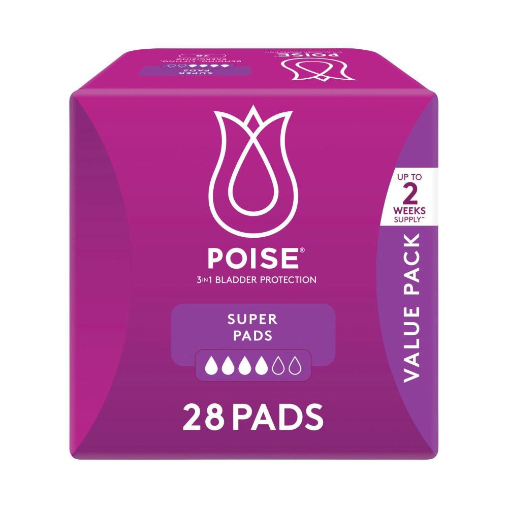 Poise Super Pads For Bladder Leaks - 28 pack