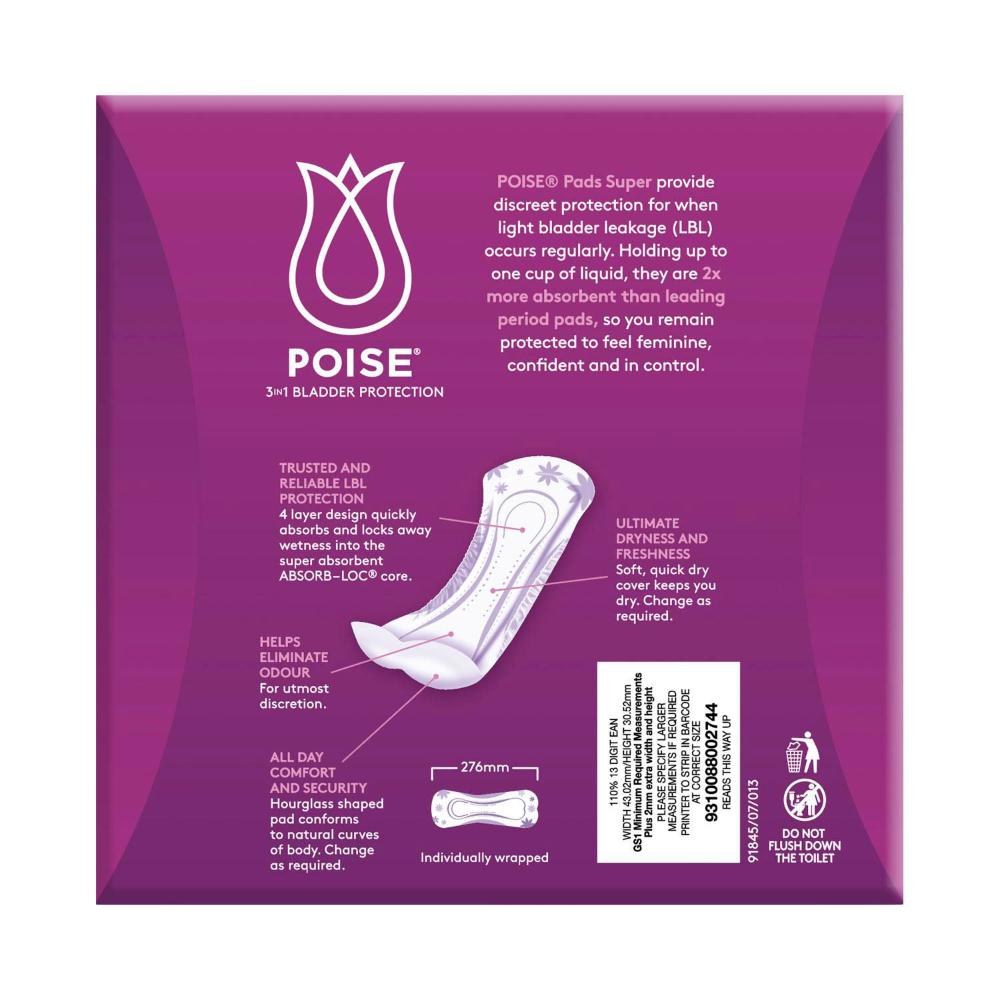 Poise Super Pads For Bladder Leaks - 28 pack
