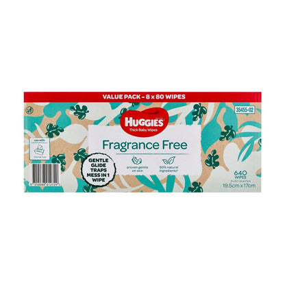 Huggies Thick Baby Wipes Fragrance Free - 640 pack