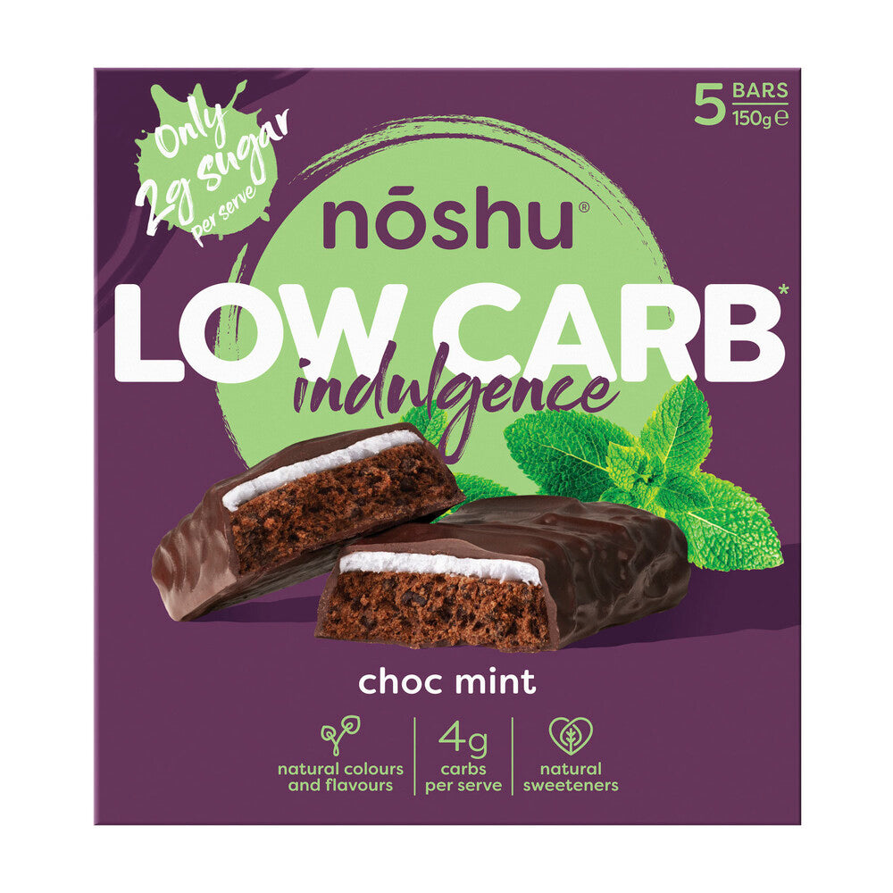 Noshu Low Carb Choc Mint Indulgence Bars - 150g