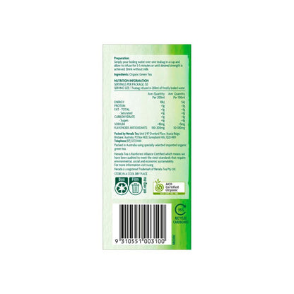Nerada Organics Pure Green Tea Bags 50 Pack - 75g